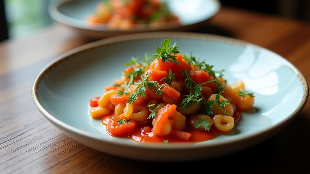 A beautifully plated dish from a 'Flavours of Singapore' episode.